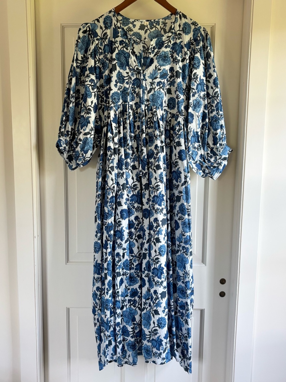 Never Worn Blue Floral Handmade Block Print Dress